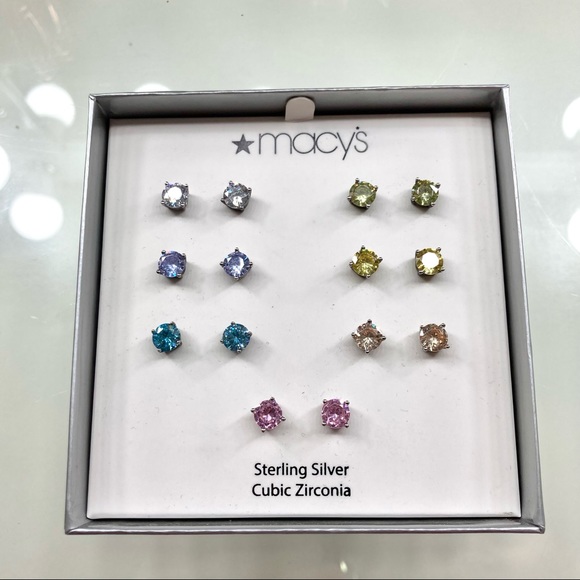 NWT 7-Pc. Set Cubic Zirconia Color Stud Earrings in Sterling Silver - Picture 5 of 6